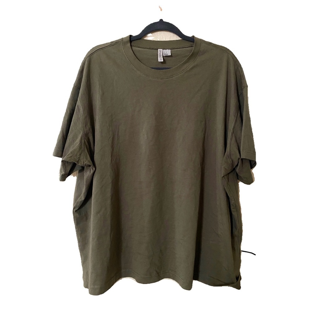 H&M Khaki Oversized Crew Neck Tee Shirt